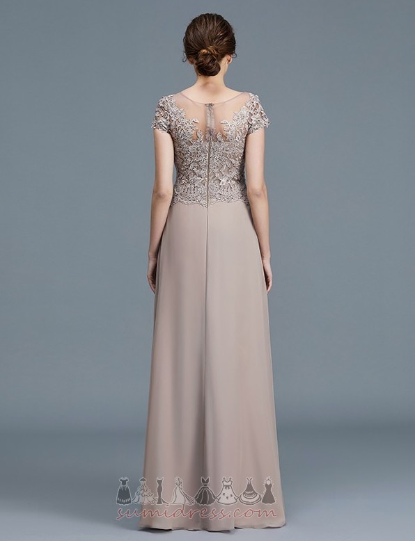 Formal Chiffon Lace Overlay Sweep Train Bateau Draped The mother of the bride Dress