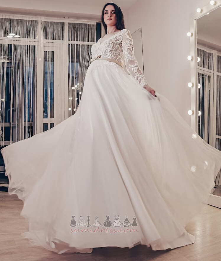 Formal Draped Spring Lace-up Deep v-Neck Empire Wedding Dress