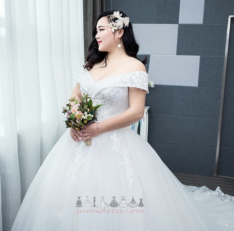 Formal Floor Length Church Short Sleeves Natural Waist Off Shoulder Wedding Dress