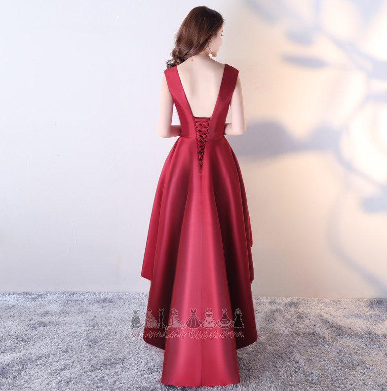 Formal High Low Inverted Triangle V-Neck Hemline Asymmetrical Prom Dress