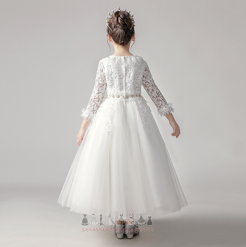 Formal Illusion Sleeves Medium 3/4 Length Sleeves Ankle Length Flower Girl gown