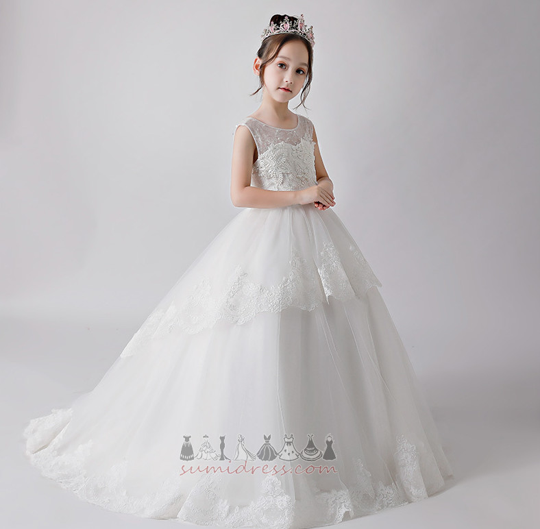 Formal Jewel Natural Waist A-Line Lace Sleeveless Flower Girl Dress