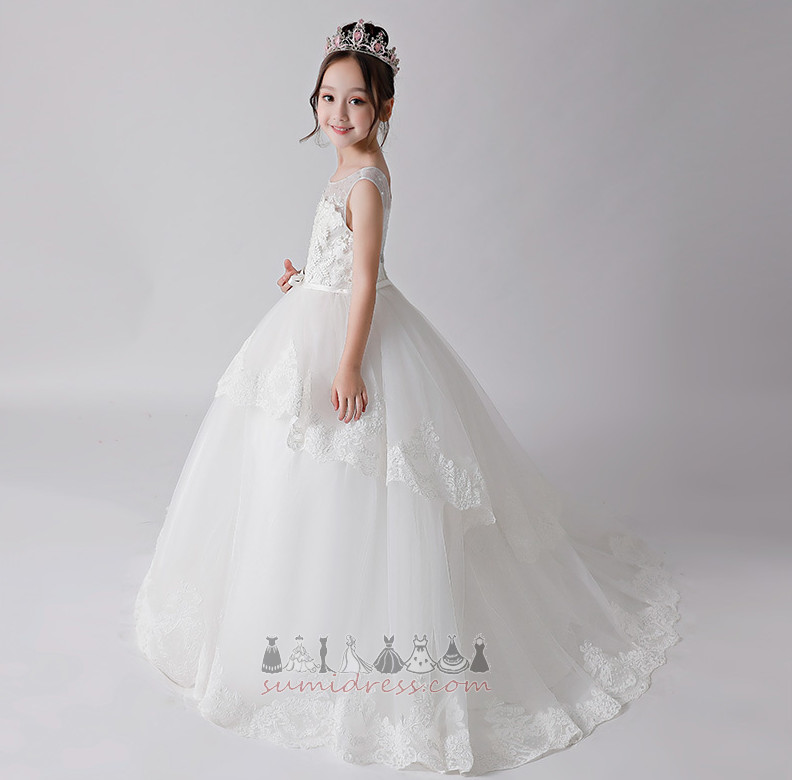 Formal Jewel Natural Waist A-Line Lace Sleeveless Flower Girl Dress