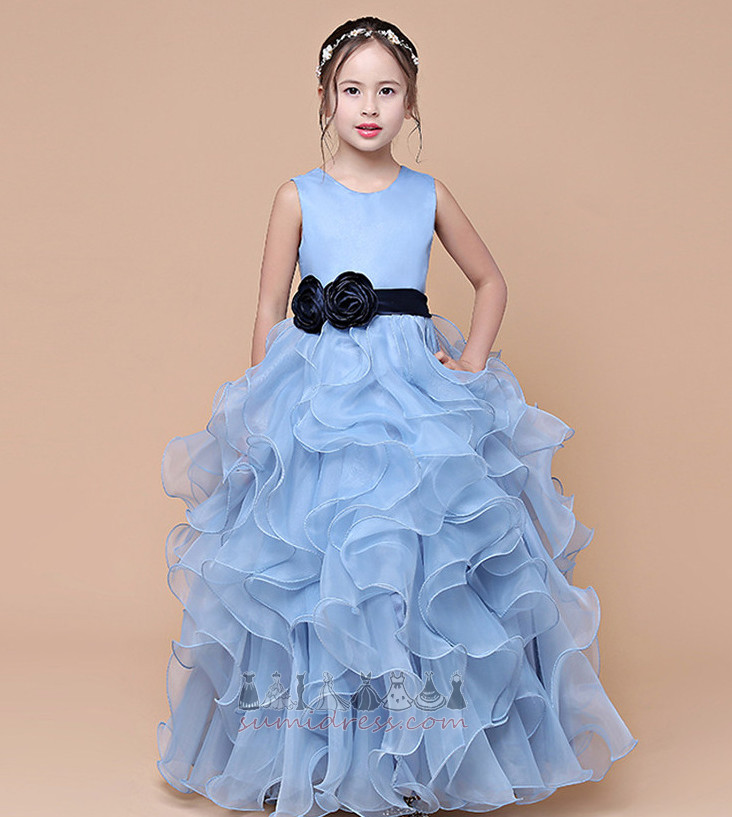 Formal Jewel Spring Ankle Length Accented Bow Organza Little girl dress