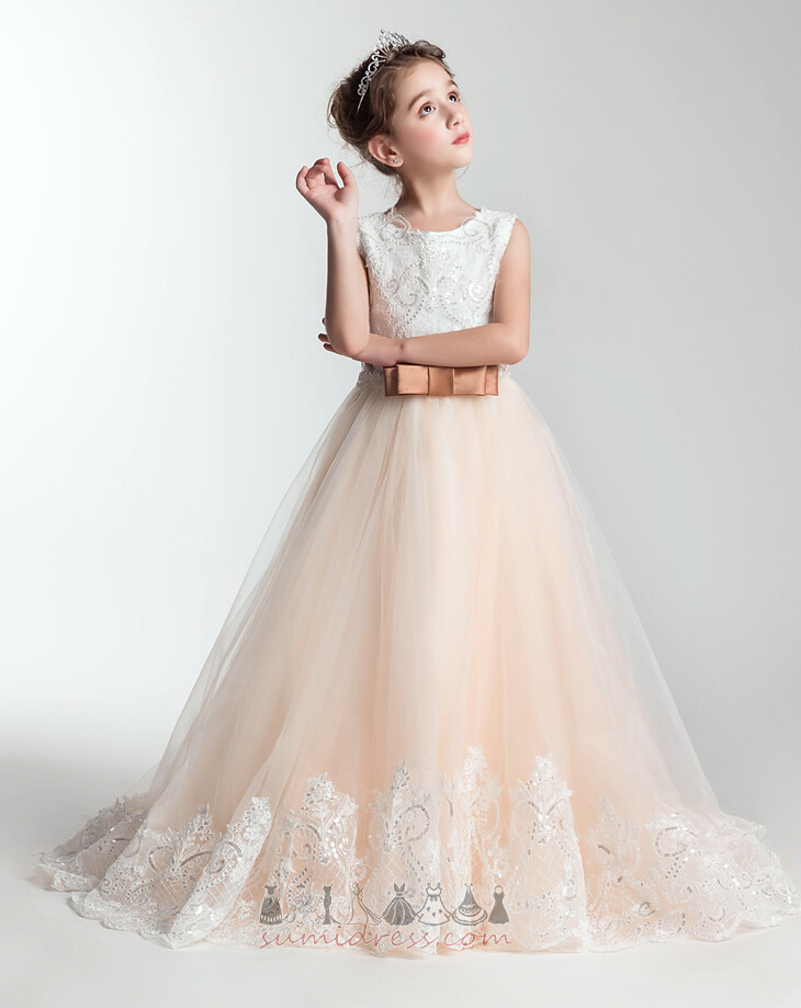 Formal Lace A-Line Jewel Zipper Up Sleeveless Communion Dress