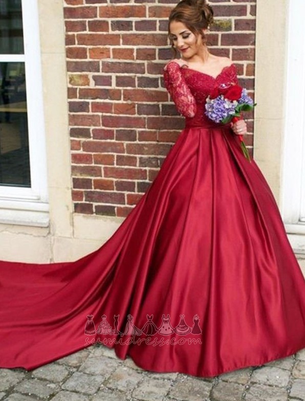 Formal Long Long Sleeves Zipper Up Natural Waist Lace Prom Dress