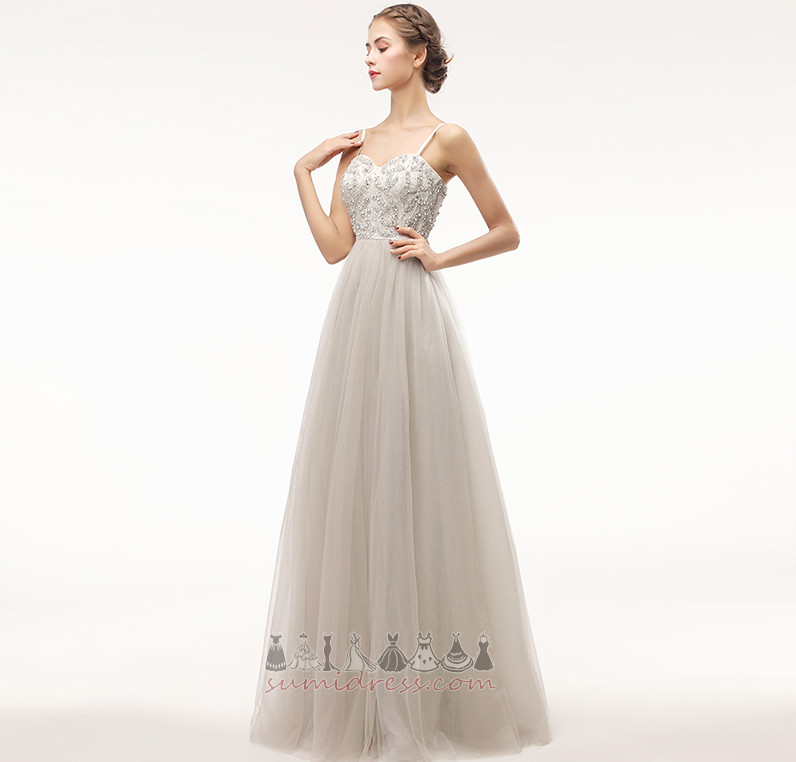 Formal Spaghetti Straps Front Slit Medium A-Line Beading Prom gown