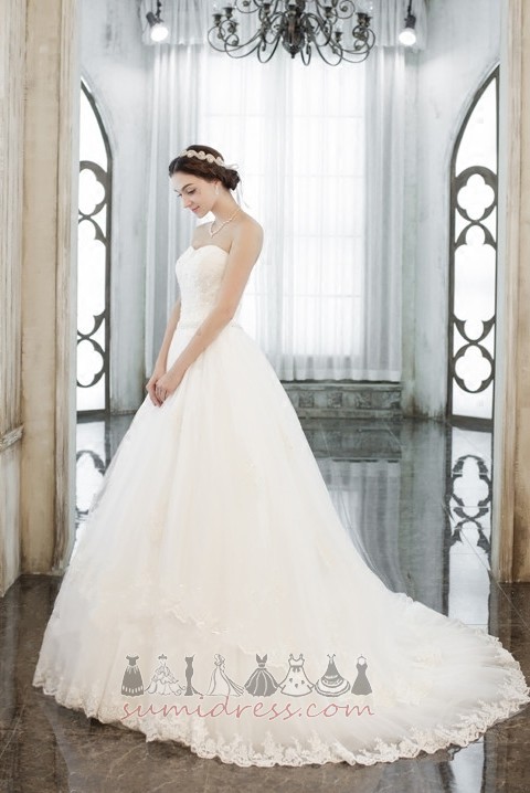 Formal Spring Court Train Natural Waist Sleeveless Tulle Wedding Dress