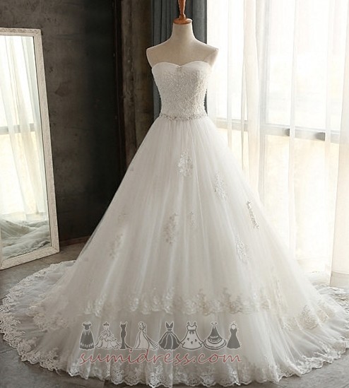 Formal Spring Court Train Natural Waist Sleeveless Tulle Wedding Dress