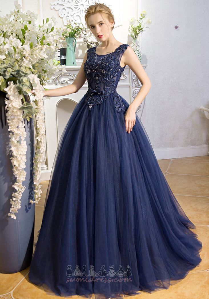 Formal Square Natural Waist Floor Length Bow A-Line Prom Dress