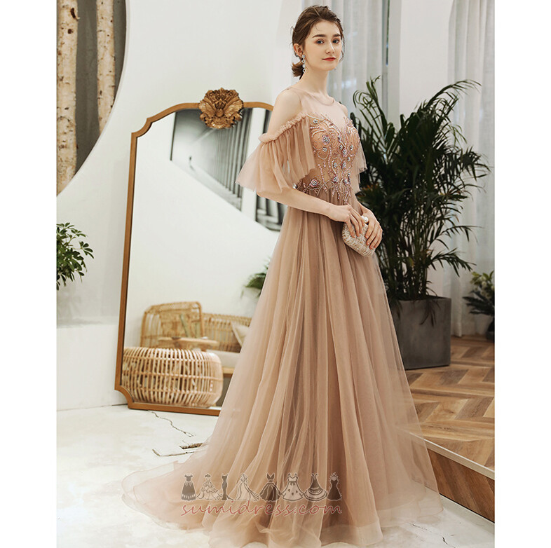 Formal Voile Jewel Bodice Jewel Loose Sleeves A-Line Evening Dress