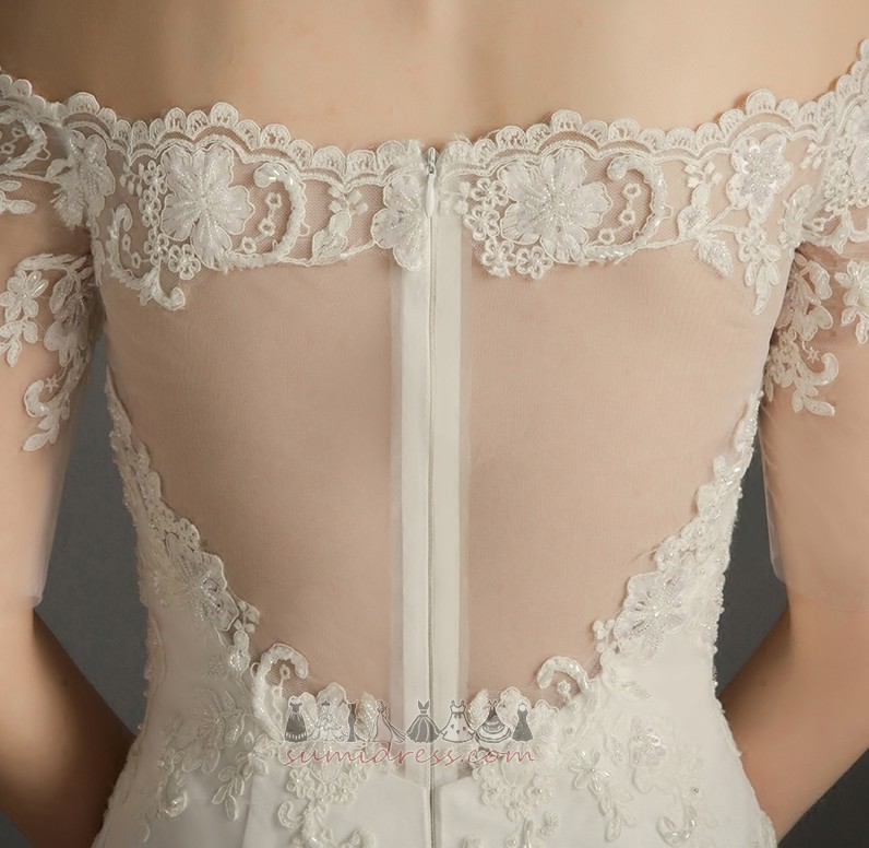 Formal Winter T-shirt Long Notched Natural Waist Wedding Dress