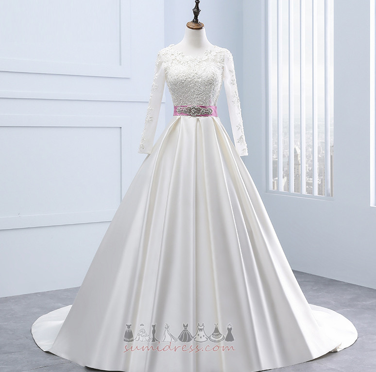 Формално Средно Хол Кантоване Ударения лък Сатен сватбена рокля