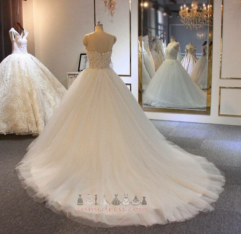 Formella Medium Appliqués Rygglös Natural Midja A-linjeformat Bröllopsklänning