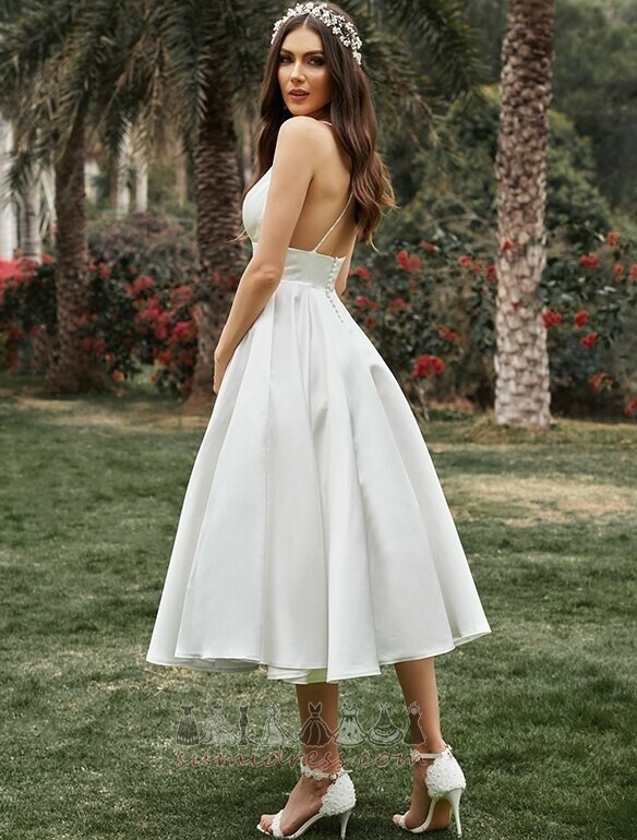 försäljning Glamorösa Natural Midja A-linjeformat V-ringning Bröllopsklänning