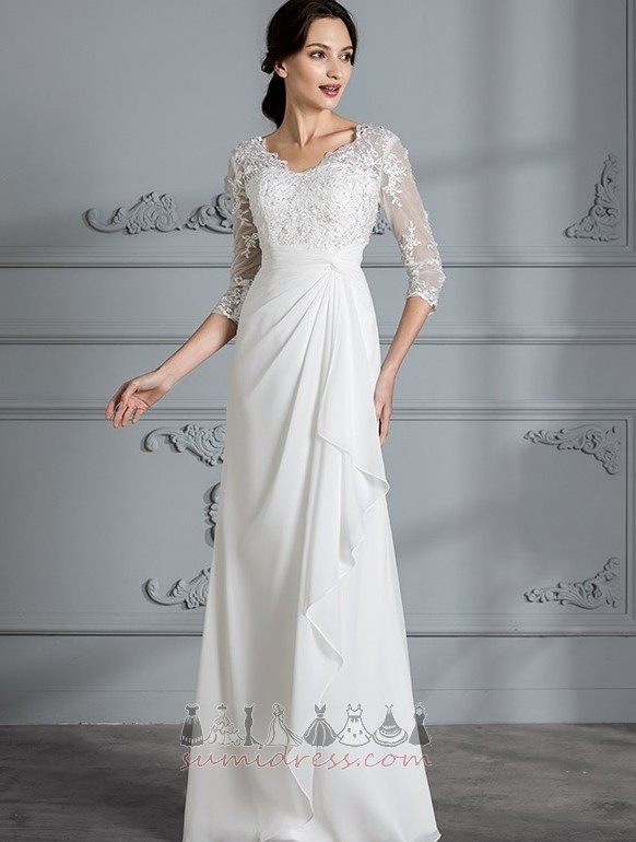 Φούστα γάμου Κοντομάνικη μπλούζα Δαντέλα επικάλυψης Φυσικό Μακρύς Κουμπιά