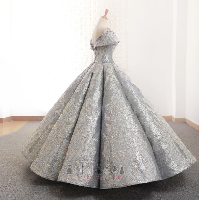 Gamtos juosmens Aplikacijos Grindų ilgis Berankovis Peties Linija Quinceanera suknelė