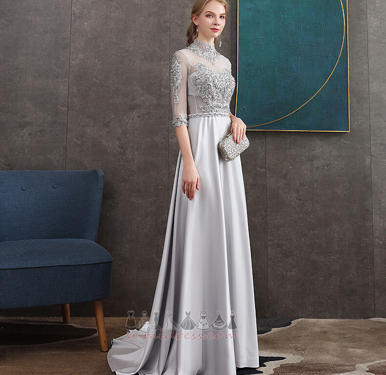Gamtos juosmens Elegantiškas Ilgai Iliuzija rankovėmis Nėriniai-up Šifonas Vakarinės suknelė