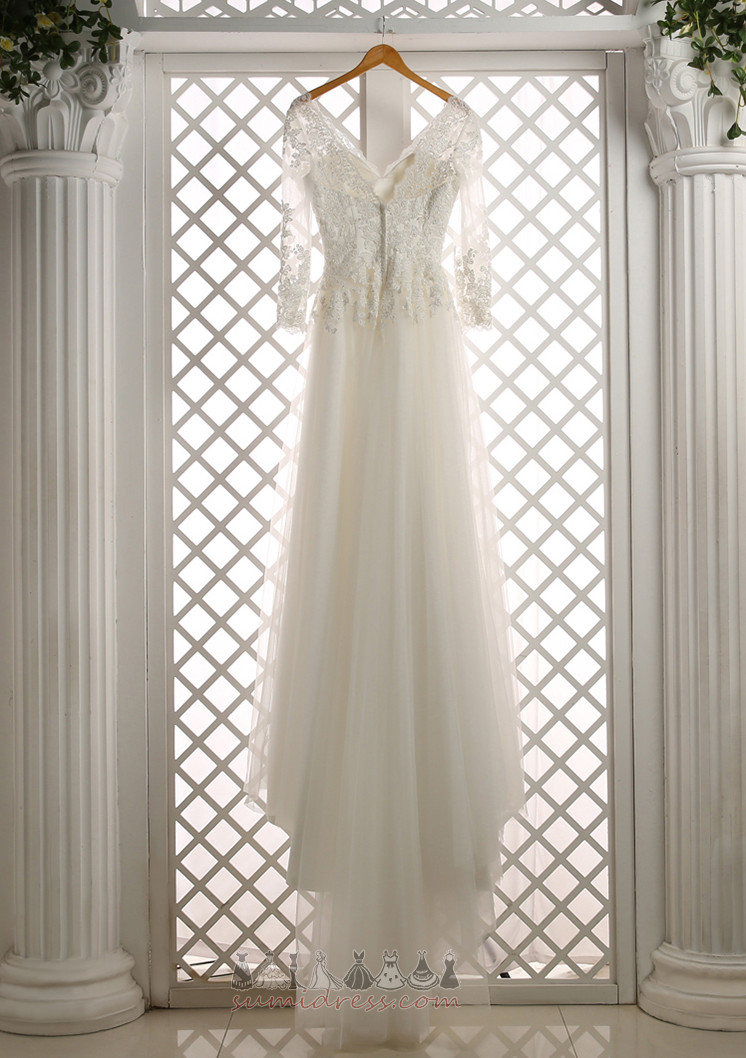 Gamtos juosmens Ilgomis rankovėmis Elegantiškas Aplikacijos Sodas Vestuvių suknelės