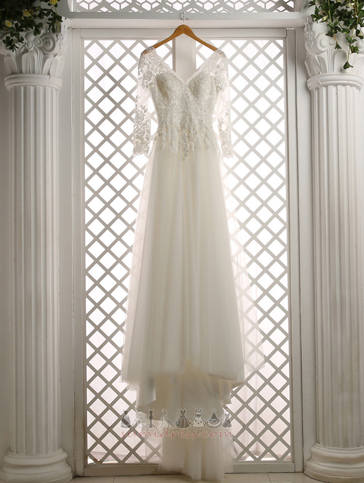 Gamtos juosmens Ilgomis rankovėmis Elegantiškas Aplikacijos Sodas Vestuvių suknelės