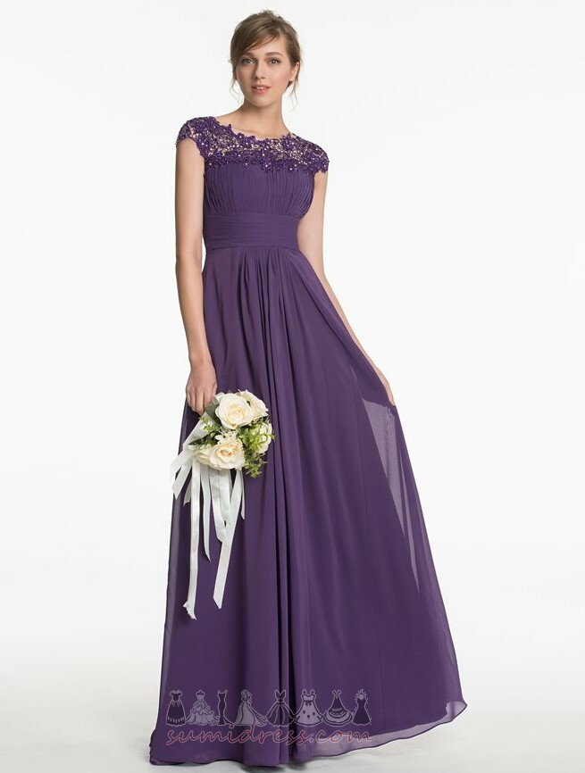 Geplooide lijfje Kant Overlay Elegante Juweel Natuurlijk Mouwloos Bruidsmeisje jurk