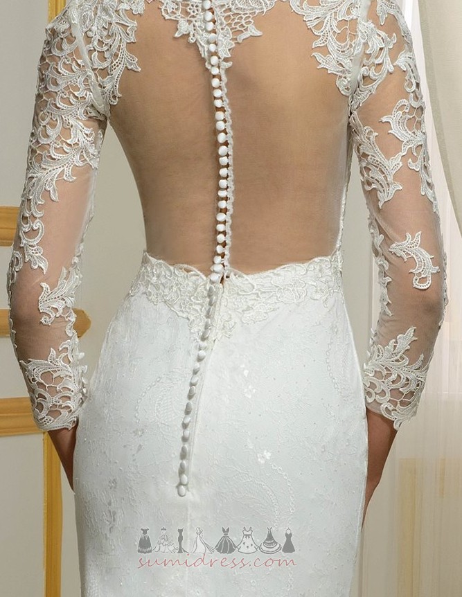 Gioiello Ärmellos Natürliche Taille Durchsichtige Rücken Romantisch Strand Brautkleid