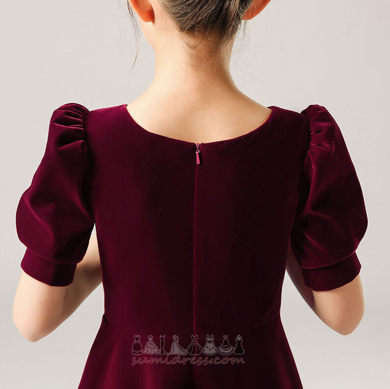 Gioiello Mittel A-Linie Natürliche Taille Reißverschluss Bodenlang Kleine Mädchen Kleid