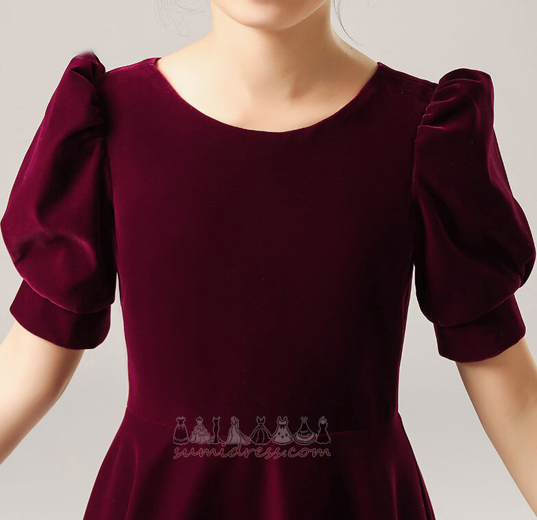 Gioiello Mittel A-Linie Natürliche Taille Reißverschluss Bodenlang Kleine Mädchen Kleid