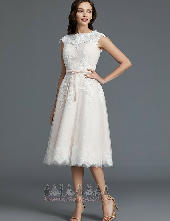 Glamorous Knee Length Sleeveless Jewel Lace Natural Waist Wedding gown