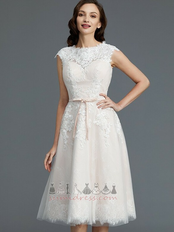 Glamorous Knee Length Sleeveless Jewel Lace Natural Waist Wedding gown