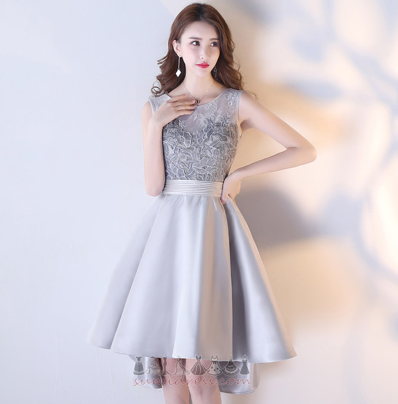 Glamorous Lace Overlay High Low Asymmetrical Sleeveless Jewel Cocktail Dress