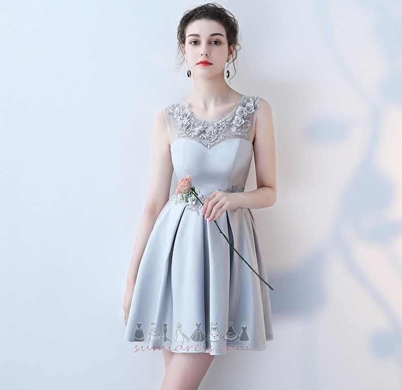 Glamoureuze Herfst Driehoek plooi Knie-Length Natuurlijk Satijn Bruidsmeisje jurk