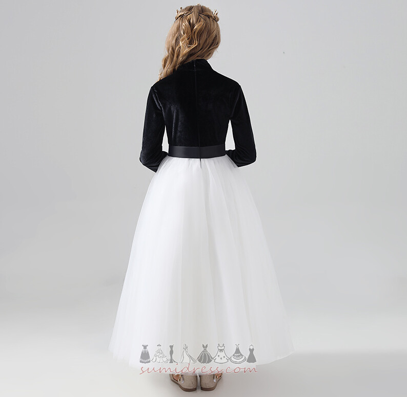 Glidelås Middels Natural Midje A-formet Draped Tyll Blomsterpike kjole