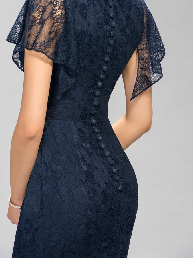 Grindų ilgis Elegantiškas plačiu kaklu Siuvinėjimo Trumpomis rankovėmis Smulkus Vakarinės suknelė