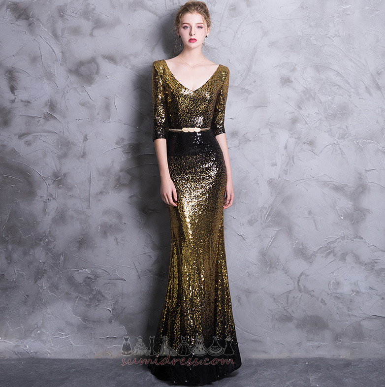 Half Sleeves Ankle Length T-shirt Ball Sequined Luxurious Evening Dress