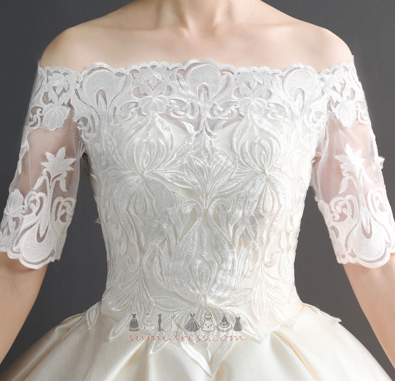 Hall Formal Applique Lace Overlay Natural Waist Satin Wedding Dress