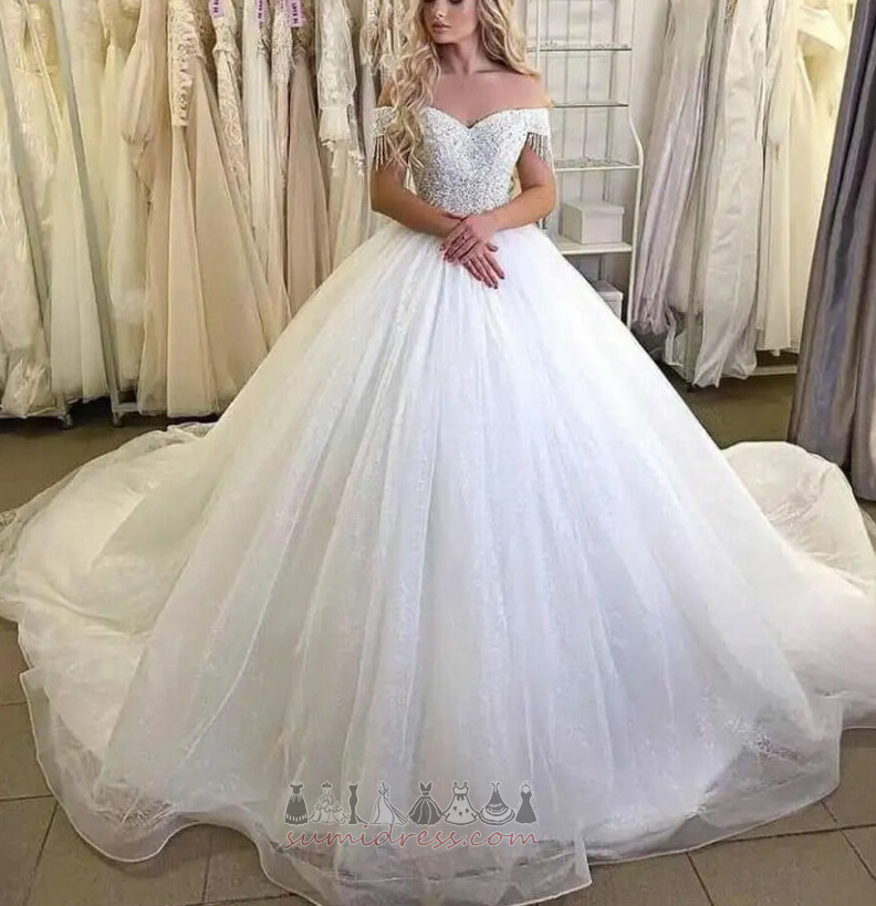 Hall Hemline Long Deep v-Neck Lace-up Medium Formal Wedding Dress