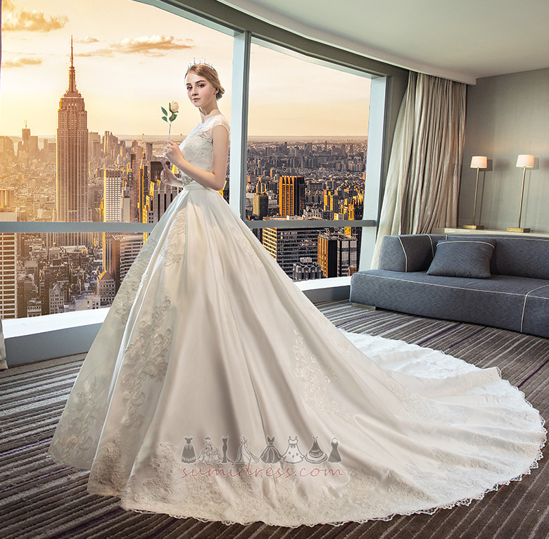 Hall Resmi Uzun Orta Doğal belden Bir çizgi Düğün Elbise