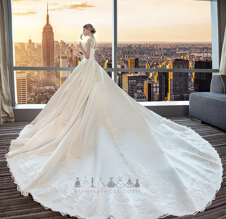 Hall Resmi Uzun Orta Doğal belden Bir çizgi Düğün Elbise