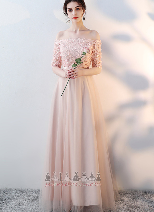 Halve mouwen Off-The-Shoulder Tule Imperium Feest Illusie Bruidsmeisje jurk