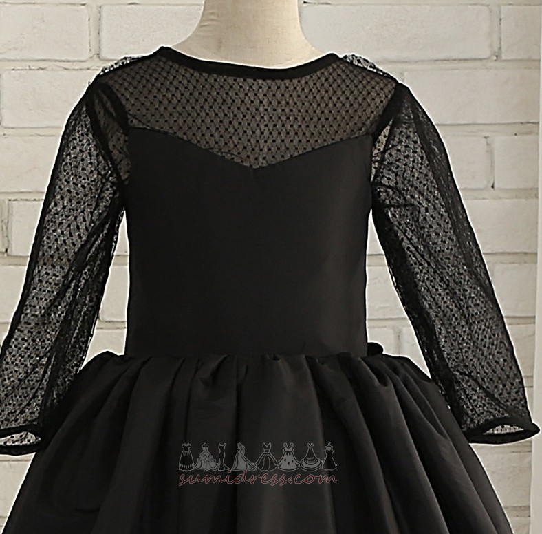 Hemline Asymmetrical 3/4 Length Sleeves Button High Low Elegant Flower Girl Dress