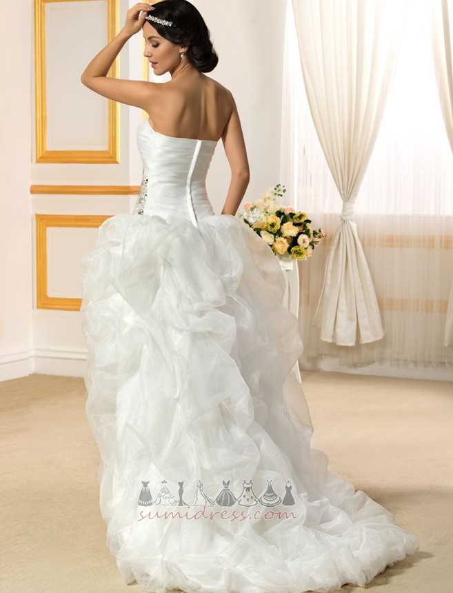 Hemline Asymmetrical Asymmetrical Beading Natural Waist Strapless Satin Wedding Dress