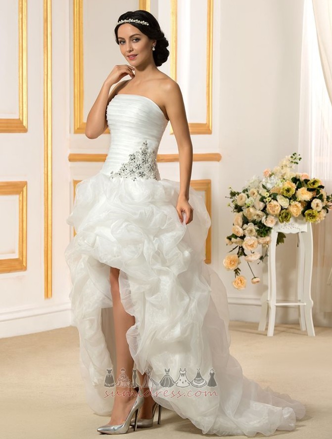Hemline Asymmetrical Asymmetrical Beading Natural Waist Strapless Satin Wedding Dress