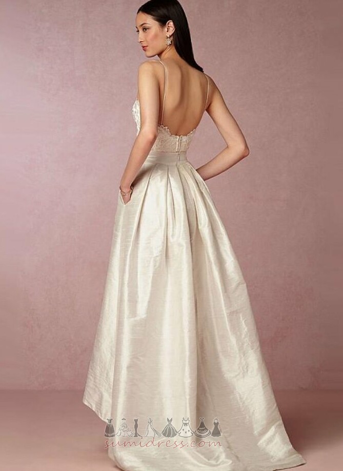 Hemline Asymmetrical Taffeta Backless Draped V-Neck Inverted Triangle Wedding Dress