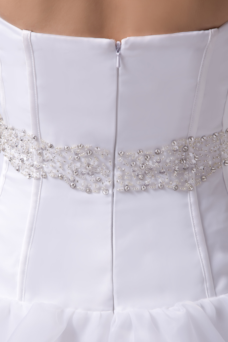 Hemline Asymmetrical Zipper Up Vintage Sleeveless Fall Strapless Wedding gown