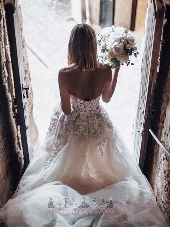 Hemline Long Medium Sweetheart Natural Waist Sweep Train A-Line Wedding Dress