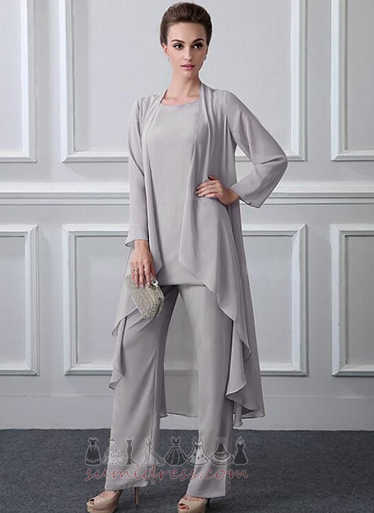 High Covered Bateau Draped Fall With Jacket Natural Waist Pants Suit Mother Dresses
