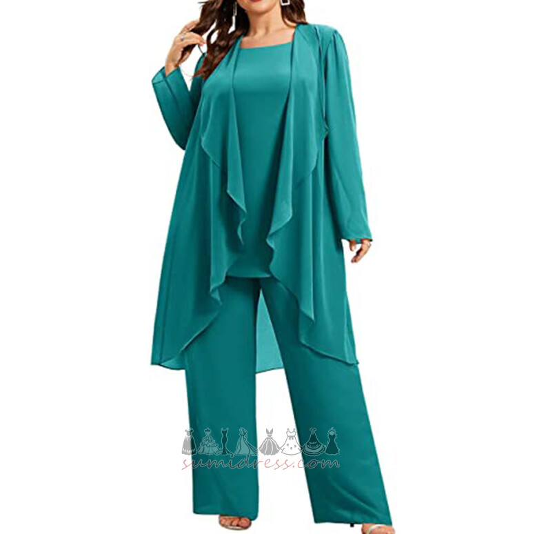 High Covered Bateau Draped Fall With Jacket Natural Waist Pants Suit Mother Dresses