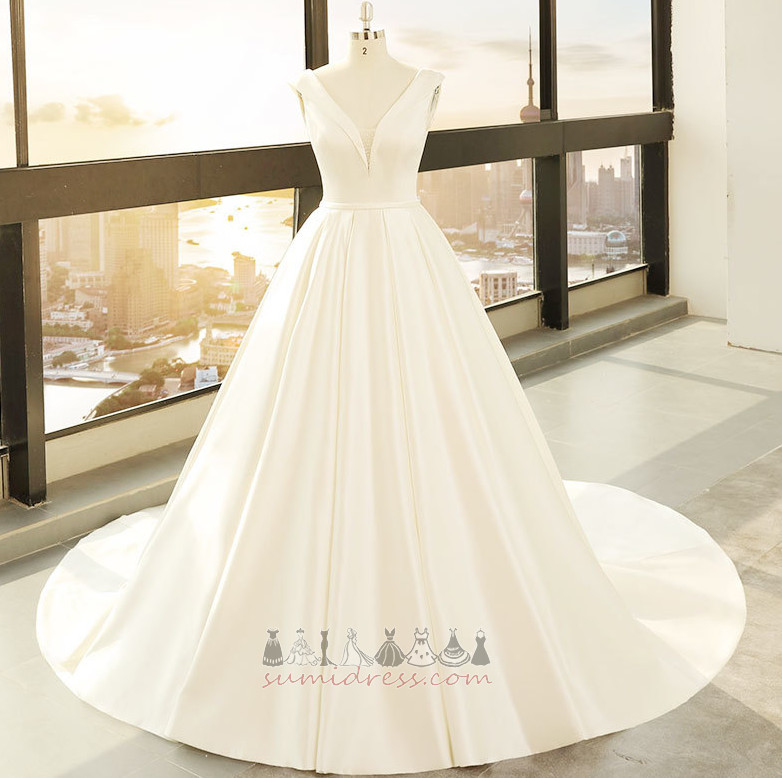 Hosszú Természetes derék Téli Egyszerű Hall Vonalú Esküvői ruha
