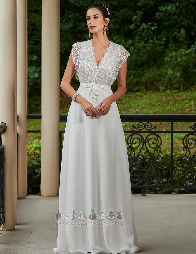 Höst Elegant A-linjeformat Appliqués Utomhus Chiffong Bröllopsklänning